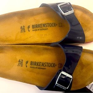Women’s Birkenstock Madrid Sandals Navy Blue Patent Slides Size 42 eur 11 US